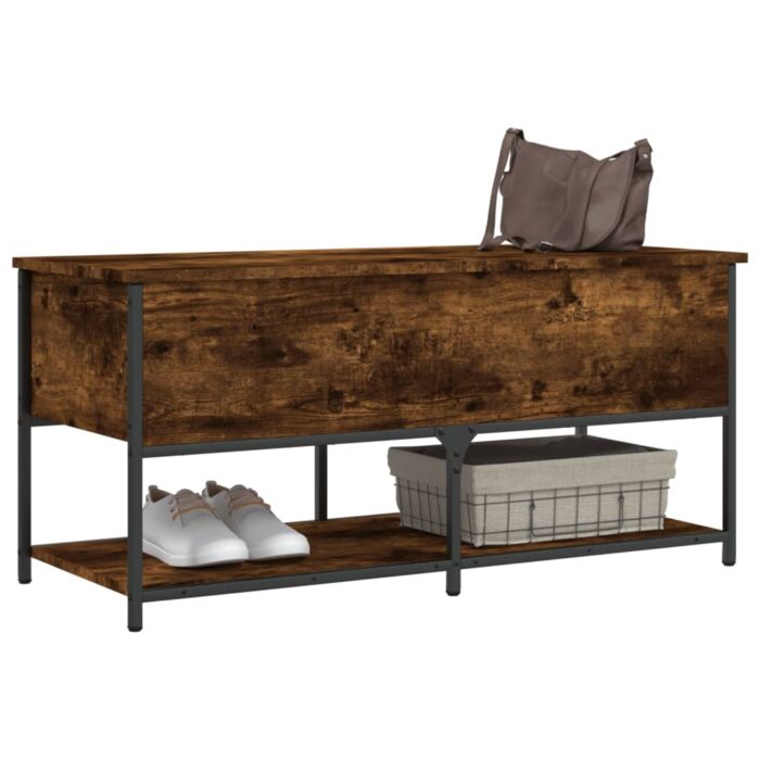 Banc de rangement chêne fumé 100x42,5x47 cm bois d'ingénierie – Image 2