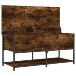 Banc de rangement chêne fumé 100x42,5x47 cm bois d'ingénierie – Image 4