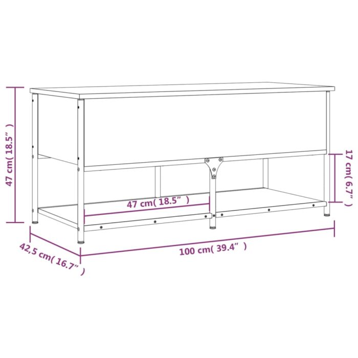 Banc de rangement sonoma gris 100x42,5x47 cm bois d'ingénierie – Image 10