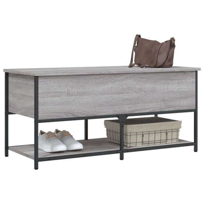 Banc de rangement sonoma gris 100x42,5x47 cm bois d'ingénierie – Image 2