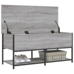 Banc de rangement sonoma gris 100x42,5x47 cm bois d'ingénierie – Image 3