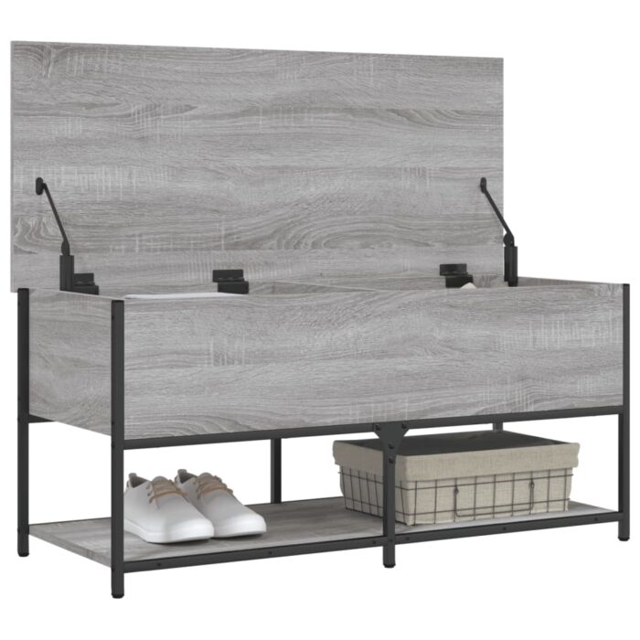 Banc de rangement sonoma gris 100x42,5x47 cm bois d'ingénierie – Image 3