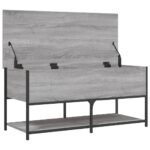 Banc de rangement sonoma gris 100x42,5x47 cm bois d'ingénierie – Image 4
