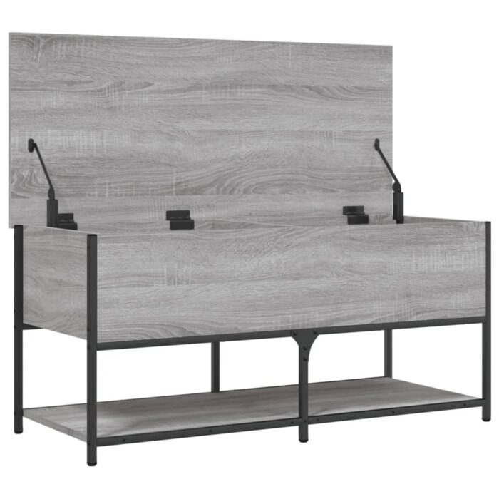 Banc de rangement sonoma gris 100x42,5x47 cm bois d'ingénierie – Image 4