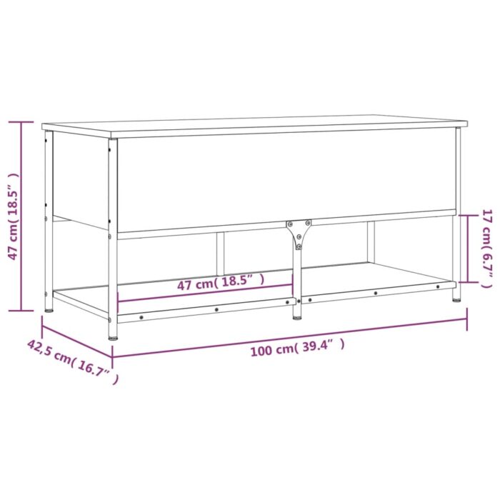 Banc de rangement chêne marron 100x42,5x47 cm bois d'ingénierie – Image 10