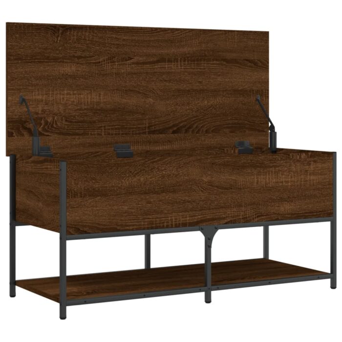 Banc de rangement chêne marron 100x42,5x47 cm bois d'ingénierie – Image 4