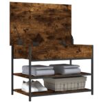 Banc à chaussures chêne fumé 70x42,5x50 cm bois d'ingénierie – Image 3