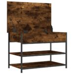 Banc à chaussures chêne fumé 70x42,5x50 cm bois d'ingénierie – Image 4