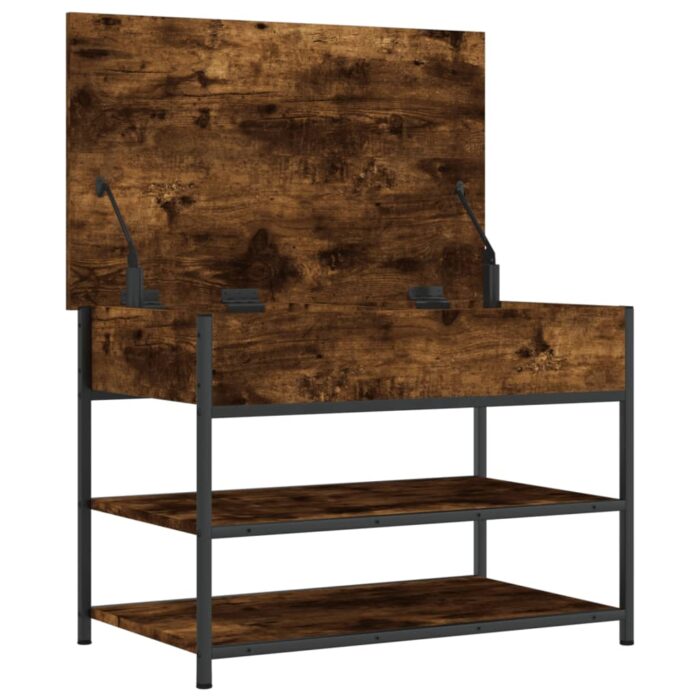 Banc à chaussures chêne fumé 70x42,5x50 cm bois d'ingénierie – Image 4