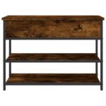 Banc à chaussures chêne fumé 70x42,5x50 cm bois d'ingénierie – Image 5