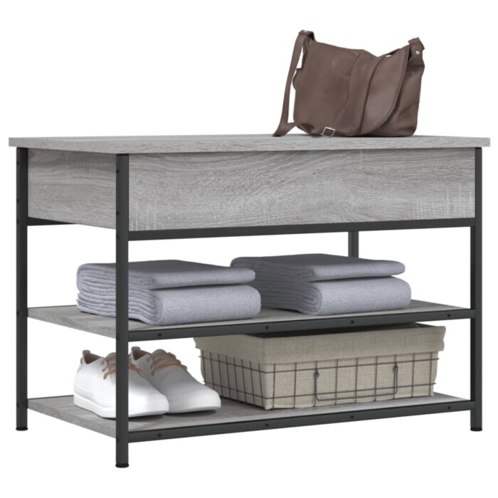 Banc à chaussures sonoma gris 70x42,5x50 cm bois d'ingénierie – Image 2
