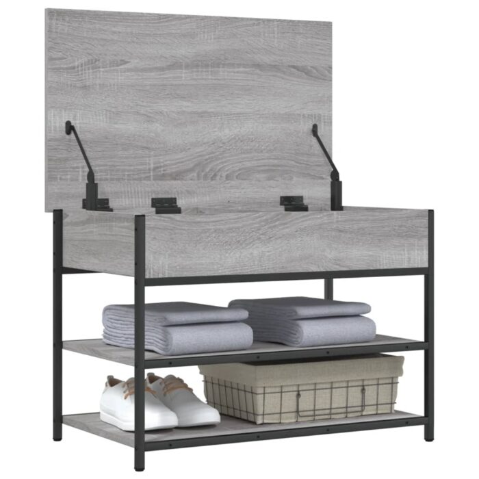 Banc à chaussures sonoma gris 70x42,5x50 cm bois d'ingénierie – Image 3