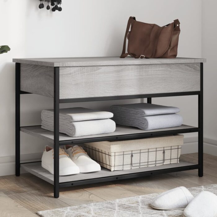 Banc à chaussures sonoma gris 70x42,5x50 cm bois d'ingénierie – Image 1