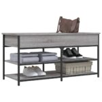 Banc à chaussures sonoma gris 100x42,5x50 cm bois d'ingénierie – Image 2