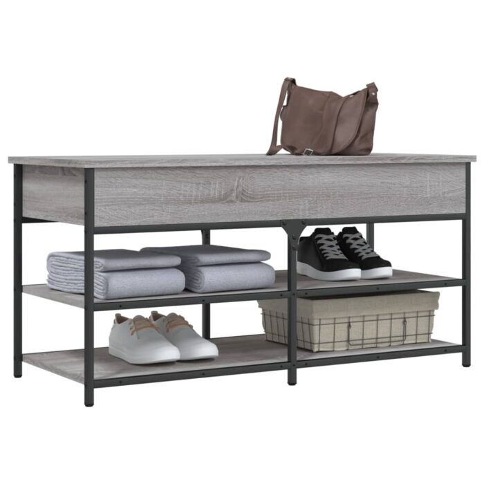 Banc à chaussures sonoma gris 100x42,5x50 cm bois d'ingénierie – Image 2