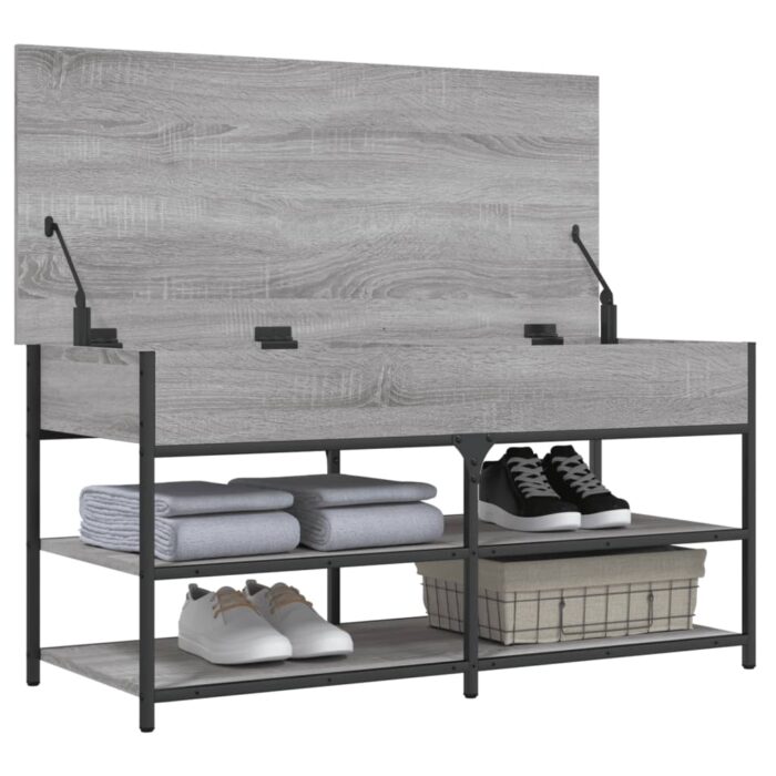 Banc à chaussures sonoma gris 100x42,5x50 cm bois d'ingénierie – Image 3