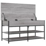 Banc à chaussures sonoma gris 100x42,5x50 cm bois d'ingénierie – Image 4