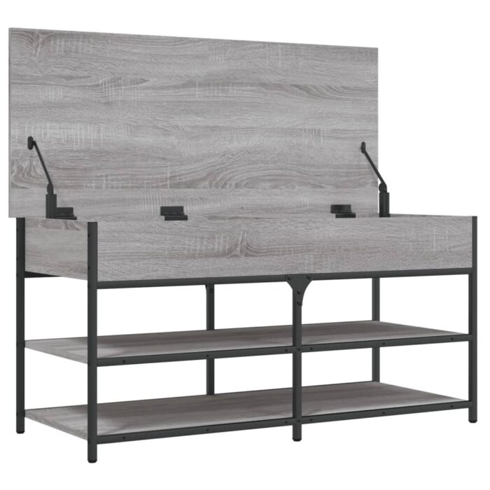 Banc à chaussures sonoma gris 100x42,5x50 cm bois d'ingénierie – Image 4