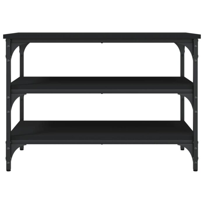 Banc à chaussures noir 70x38,5x49 cm bois d'ingénierie – Image 3