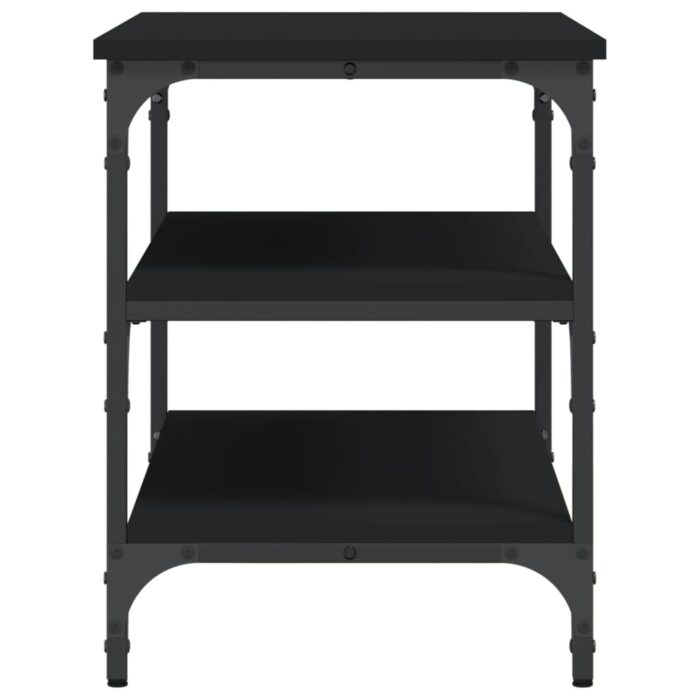 Banc à chaussures noir 70x38,5x49 cm bois d'ingénierie – Image 4