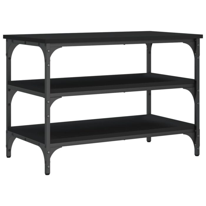 Banc à chaussures noir 70x38,5x49 cm bois d'ingénierie – Image 5