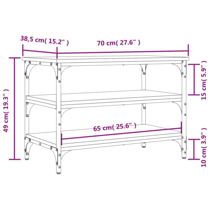 Banc à chaussures noir 70x38,5x49 cm bois d'ingénierie – Image 8