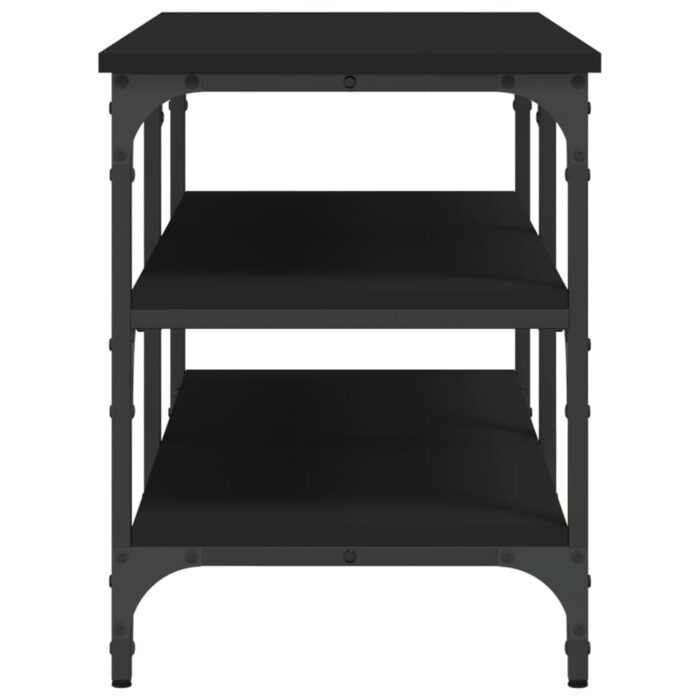 Banc à chaussures noir 100x38,5x49 cm bois d'ingénierie – Image 4