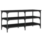 Banc à chaussures noir 100x38,5x49 cm bois d'ingénierie – Image 5