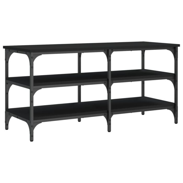 Banc à chaussures noir 100x38,5x49 cm bois d'ingénierie – Image 5