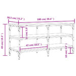 Banc à chaussures noir 100x38,5x49 cm bois d'ingénierie – Image 8
