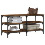 Banc à chaussures chêne fumé 100x38,5x49 cm bois d'ingénierie – Image 2