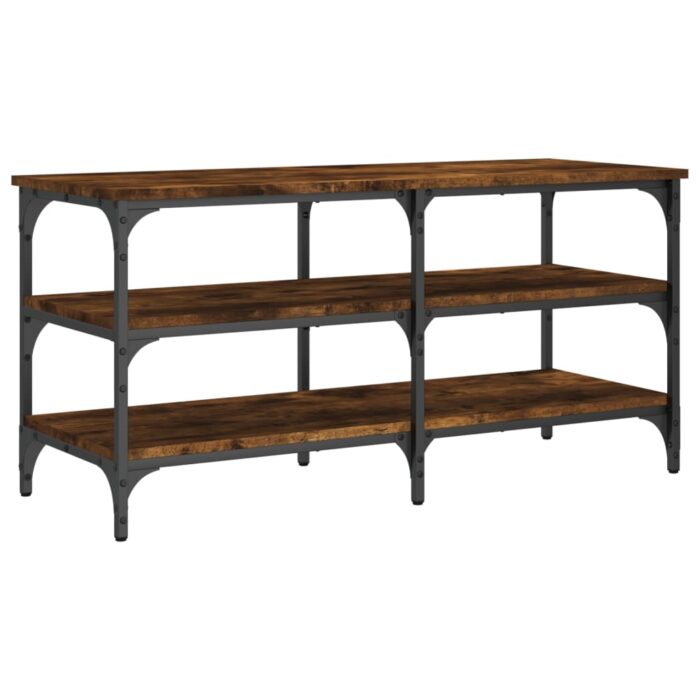 Banc à chaussures chêne fumé 100x38,5x49 cm bois d'ingénierie – Image 5