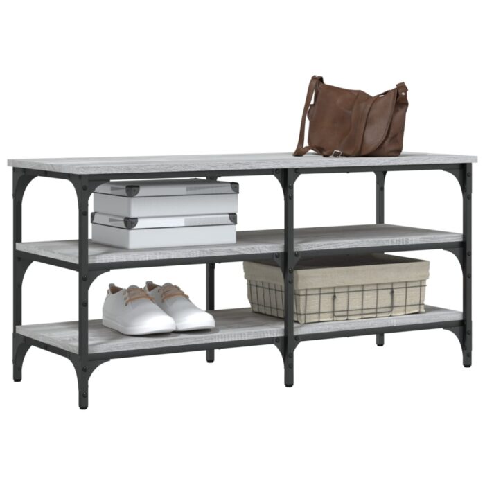 Banc à chaussures sonoma gris 100x38,5x49 cm bois d'ingénierie – Image 2