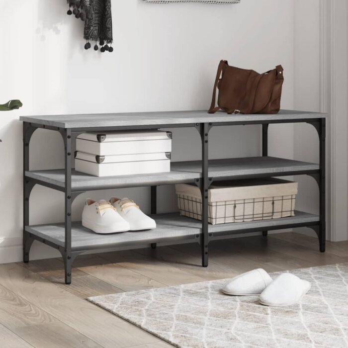 Banc à chaussures sonoma gris 100x38,5x49 cm bois d'ingénierie – Image 1