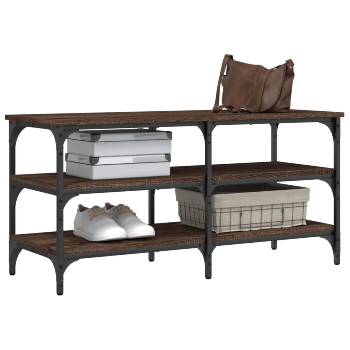 Banc à chaussures chêne marron 100x38,5x49 cm bois d'ingénierie – Image 2