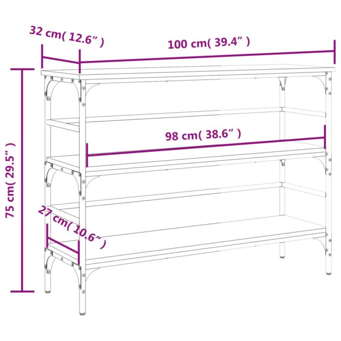 Table console chêne sonoma 100x32x75 cm bois d'ingénierie – Image 8