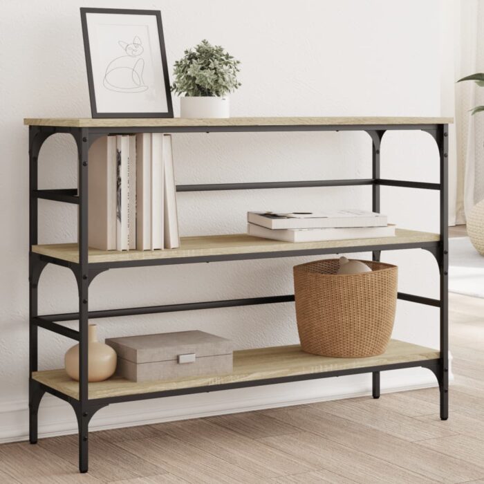 Table console chêne sonoma 100x32x75 cm bois d'ingénierie – Image 1