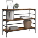 Table console chêne fumé 100x32x75 cm bois d'ingénierie – Image 2