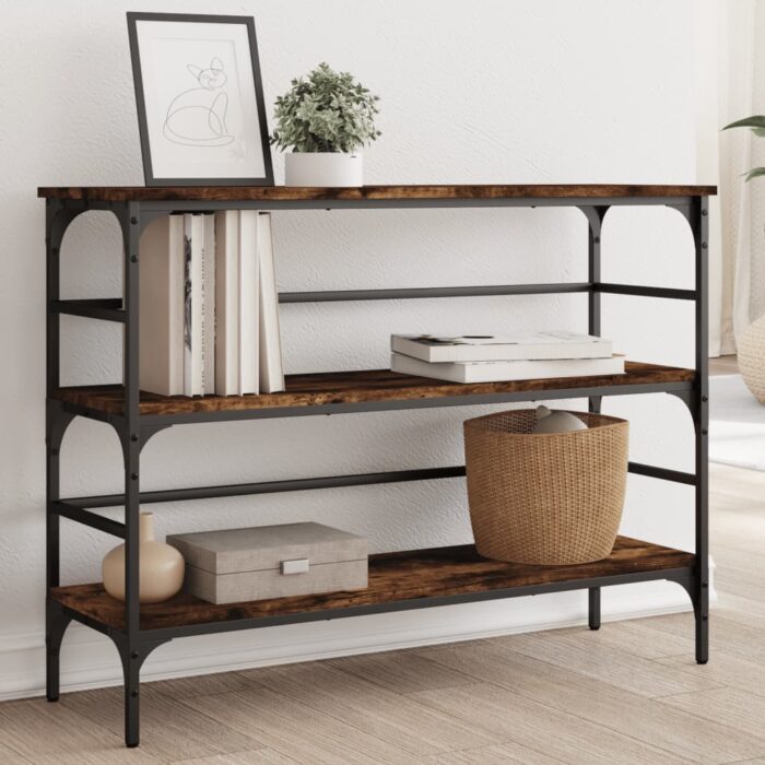 Table console chêne fumé 100x32x75 cm bois d'ingénierie – Image 1