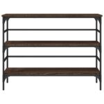 Table console chêne marron 100x32x75 cm bois d'ingénierie – Image 3