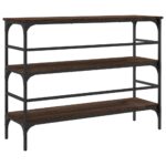 Table console chêne marron 100x32x75 cm bois d'ingénierie – Image 5