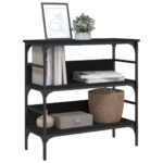 Table console noir 75x32x75 cm bois d'ingénierie – Image 2