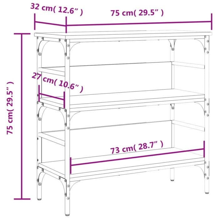 Table console sonoma gris 75x32x75 cm bois d'ingénierie – Image 8