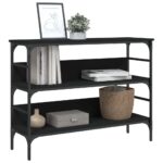 Table console noir 100x32x75 cm bois d'ingénierie – Image 2