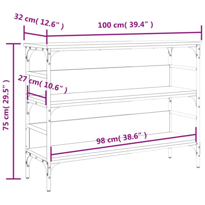 Table console chêne sonoma 100x32x75 cm bois d'ingénierie – Image 8