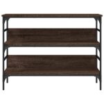Table console chêne marron 100x32x75 cm bois d'ingénierie – Image 3