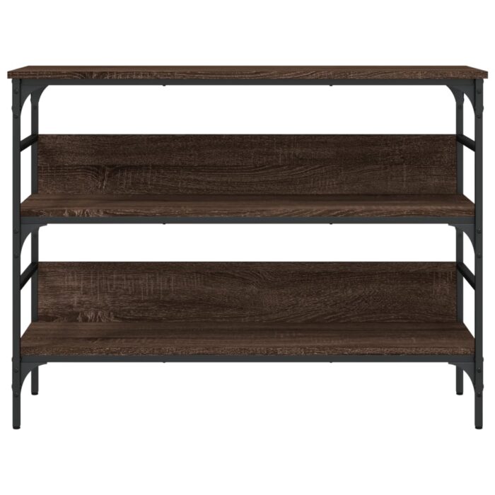 Table console chêne marron 100x32x75 cm bois d'ingénierie – Image 3
