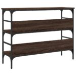 Table console chêne marron 100x32x75 cm bois d'ingénierie – Image 5