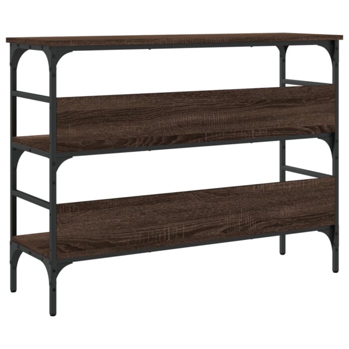 Table console chêne marron 100x32x75 cm bois d'ingénierie – Image 5