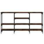 Table console chêne fumé 160x29x80 cm bois d'ingénierie – Image 3